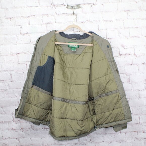 LL Bean Olive Green Nylon Insulated Hooded Outdoor Jacket Size L - Picture 10 of 11
